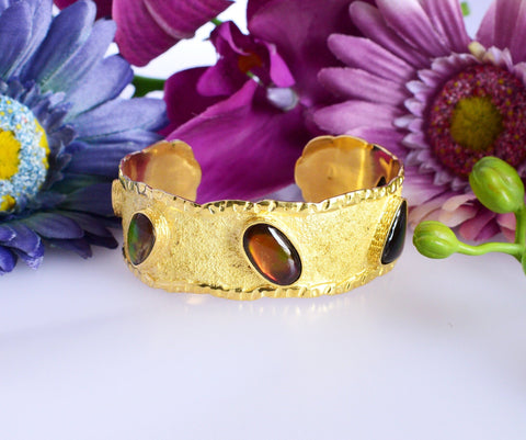 Ammolite Bracelet-Golden Cuff
