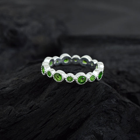 Chrome Diopside Round Eternity Band