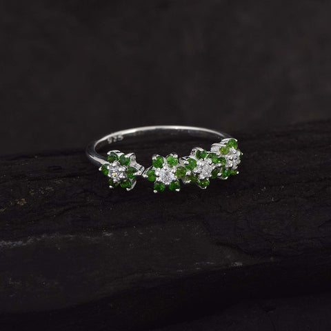 Chrome Diopside Flower Eternity Band