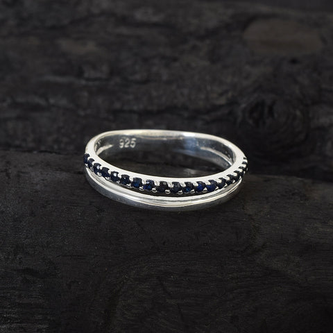 Blue Sapphire Two Band Eternity Band