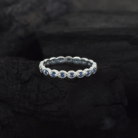 Blue Sapphire Marquise Eternity Band