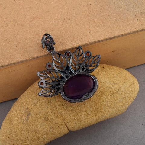 Amethyst and Carnelian Gemstone Pendant