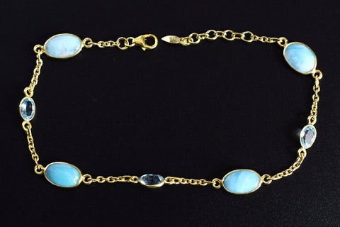 Larimar and Blue Topaz Tennis Bracelet- Minimal