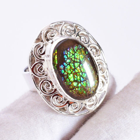 Ammolite Ring-Vintage Oval