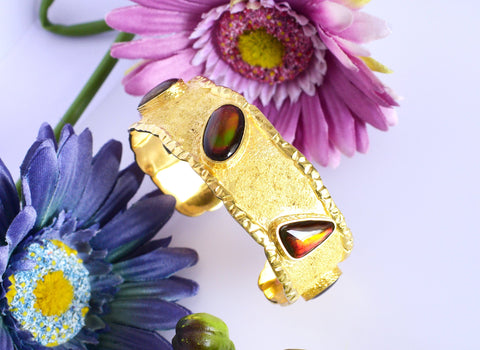 Ammolite Bracelet-Golden Cuff