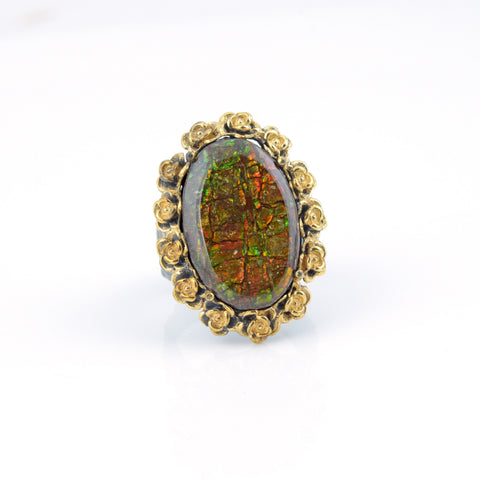 Ammolite Ring-Oval Vintage