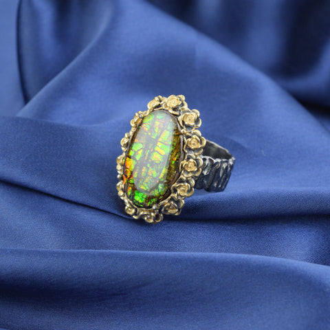 Ammolite Ring-Oval Vintage