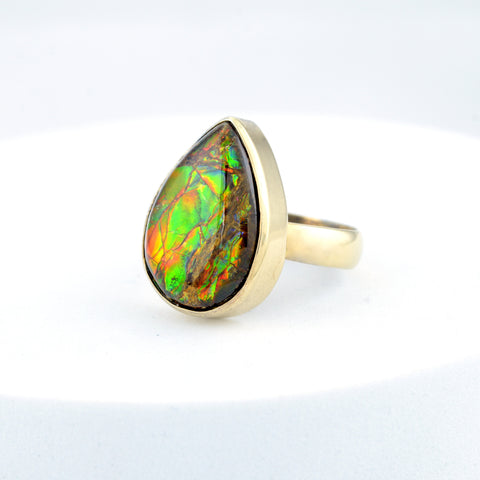 Ammolite Ring-Pear