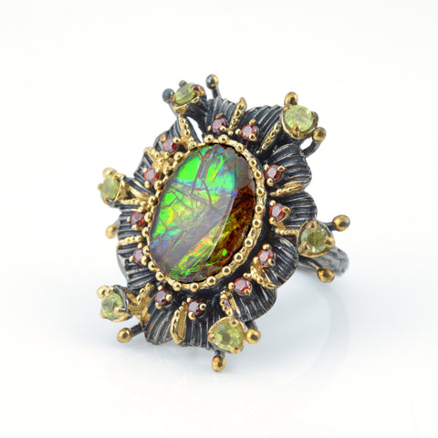 Ammolite Ring-Oval Vintage