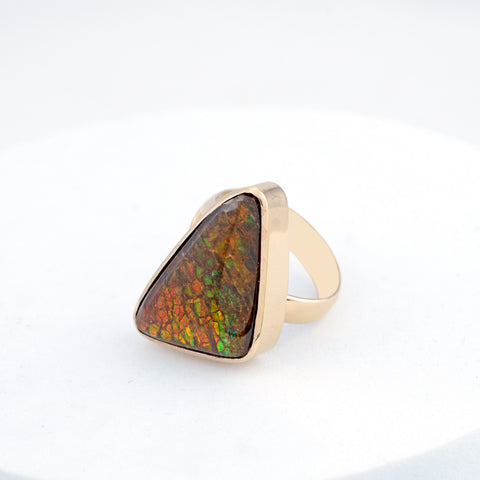 Ammolite Ring-Trillion