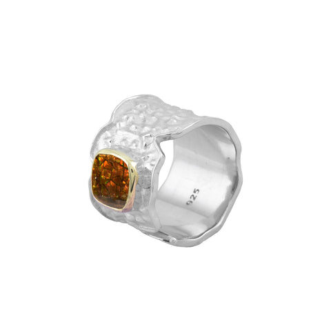 Ammolite Ring-Men's Ring Square