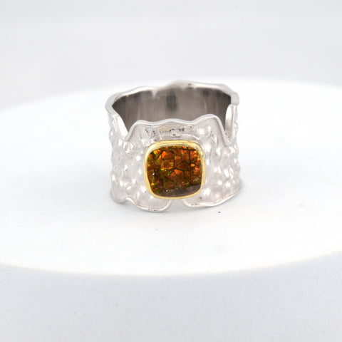 Ammolite Ring-Men's Ring Square